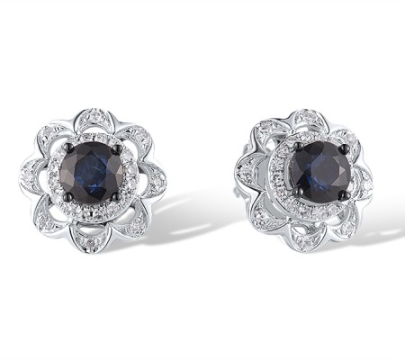 14KWB Earrings Blue Sapphire,Diamond (E314019SAP14KWB)