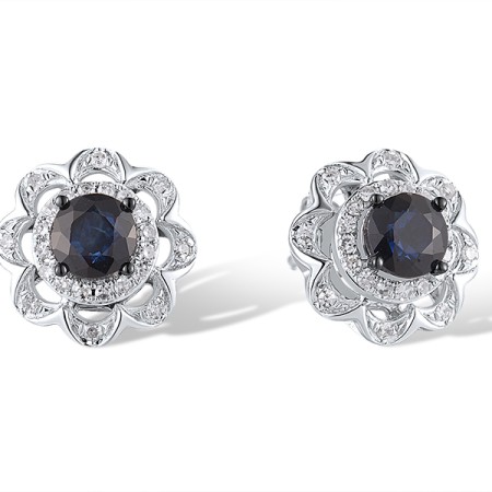 14KWB Earrings Blue Sapphire,Diamond (E314019SAP14KWB)