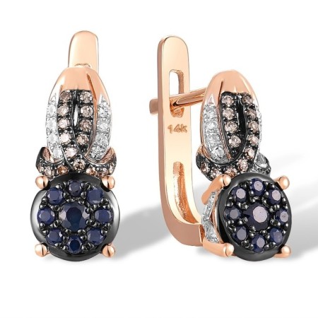 14KRWB Earrings Blue Sapphire,Brown Diamond,Diamond (E314062BRS14KRWB)