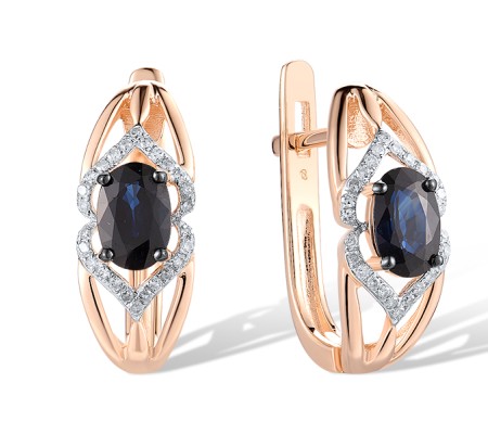 14KRWB Earrings Blue Sapphire,Diamond (E314094SAP14KRWB)