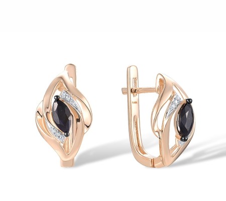 14KRWB Earrings Black Sapphire,Diamond (E314103BSA14KRWB)