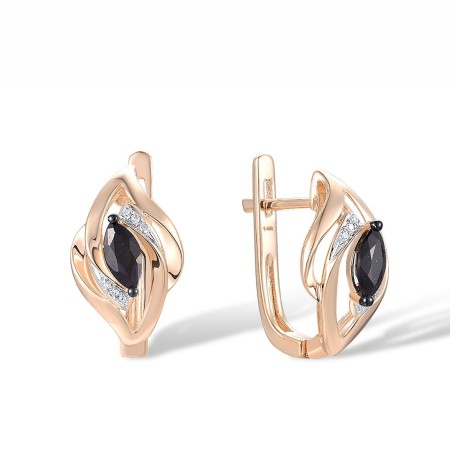 14KRWB Earrings Black Sapphire,Diamond (E314103BSA14KRWB)