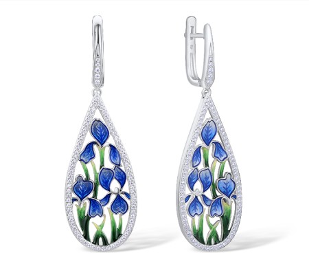 Sterling Silver Earrings White Cubic Zirconia,Enamel (E314126ENASL925)