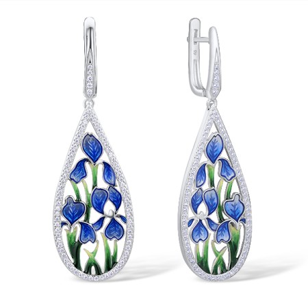 Sterling Silver Earrings White Cubic Zirconia,Enamel (E314126ENASL925)