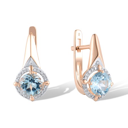 14KRW Earrings Blue Topaz (Sky Blue),Diamond (E314138BKT14KRW)