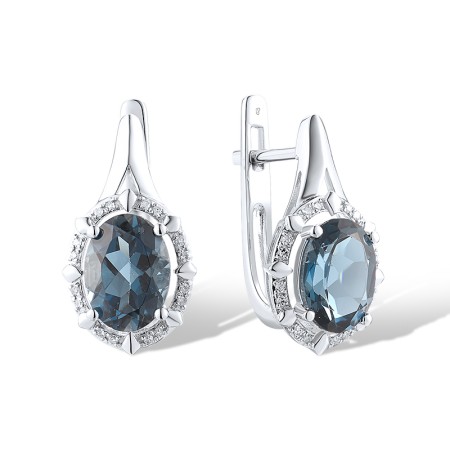 14KW Earrings Diamond,London Blue Topaz (E314140LDB14KW)