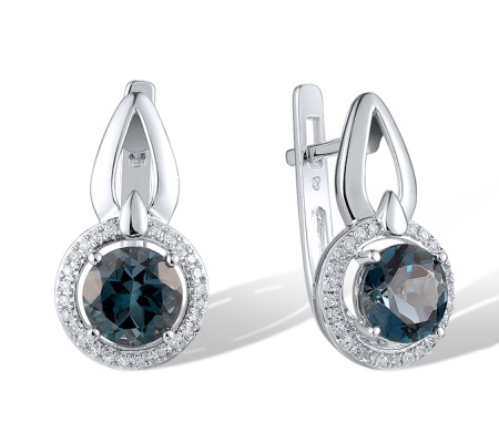14KW Earrings Diamond,London Blue Topaz (E314142LDB14KW)