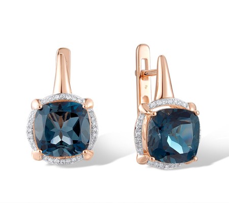 14KRW Earrings London Blue Topaz,Diamond (E314143LDB14KRW)