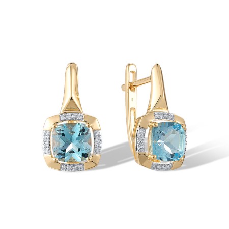 14KYW Earrings Blue Topaz (Swiss Blue),Diamond (E314144BLT14KYW)