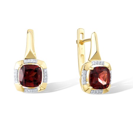 14KYW Earrings Diamond,Garnet (E314144GAN14KYW)