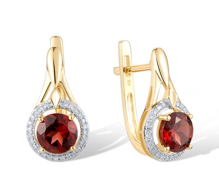 14KYW Earrings Diamond,Garnet (E314145GAN14KYW)