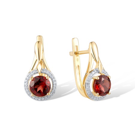 14KYW Earrings Diamond,Garnet (E314145GAN14KYW)