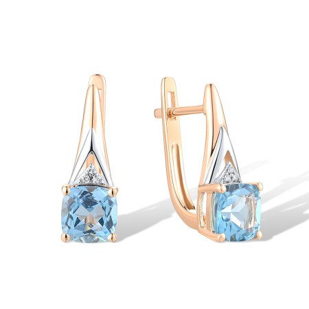14KRW Earrings Blue Topaz (Swiss Blue),Diamond (E314147BLT14KRW)