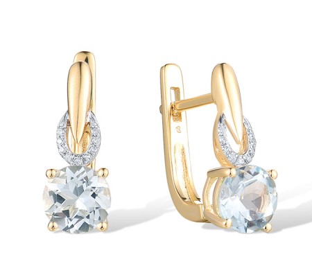 14KYW Earrings Blue Topaz (Sky Blue),Diamond (E314150BKT14KYW)