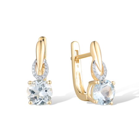 14KYW Earrings Blue Topaz (Sky Blue),Diamond (E314150BKT14KYW)