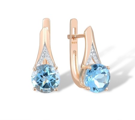 14KRW Earrings Blue Topaz (Swiss Blue),Diamond (E314151BLT14KRW)