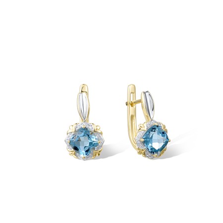 14KYW Earrings Blue Topaz (Swiss Blue),Diamond (E314155BLT14KYW)