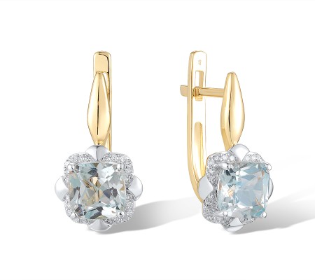 14KYW Earrings Blue Topaz (Sky Blue),Diamond (E314156BKT14KYW)