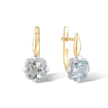 14KYW Earrings Blue Topaz (Sky Blue),Diamond (E314156BKT14KYW)