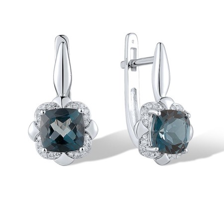 14KW Earrings Diamond,London Blue Topaz (E314156LDB14KW)