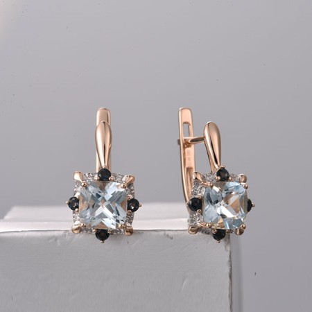 14KRW Earrings Diamond,London Blue Topaz,Blue Topaz (Sky Blue) (E314157BLK14KRW)