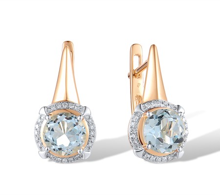 14KRW Earrings Blue Topaz (Sky Blue),Diamond (E314161BKT14KRW)