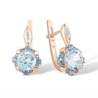 14KRW Earrings Blue Topaz (Sky Blue),Diamond,London Blue Topaz (E314162BLK14KRW)