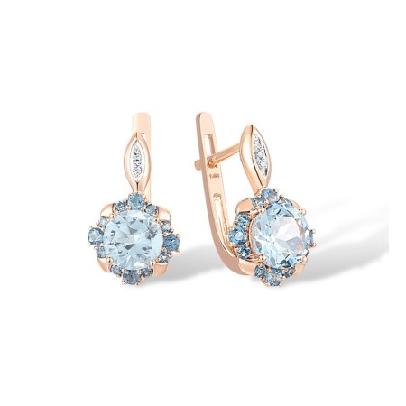 14KRW Earrings Blue Topaz (Sky Blue),Diamond,London Blue Topaz (E314162BLK14KRW)