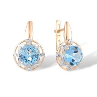 14KRW Earrings Blue Topaz (Swiss Blue),Diamond (E314164BLT14KRW)