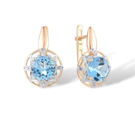 14KRW Earrings Blue Topaz (Swiss Blue),Diamond (E314164BLT14KRW)