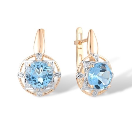 14KRW Earrings Blue Topaz (Swiss Blue),Diamond (E314164BLT14KRW)