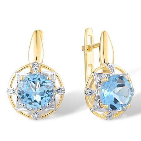 14KYW Earrings Diamond,Blue Topaz (Swiss Blue) (E314164BLT14KYW)