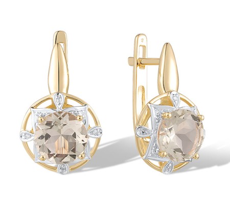 14KYW Earrings Diamond,Prasiolite (Green Amethyst) (E314164GAM14KYW)