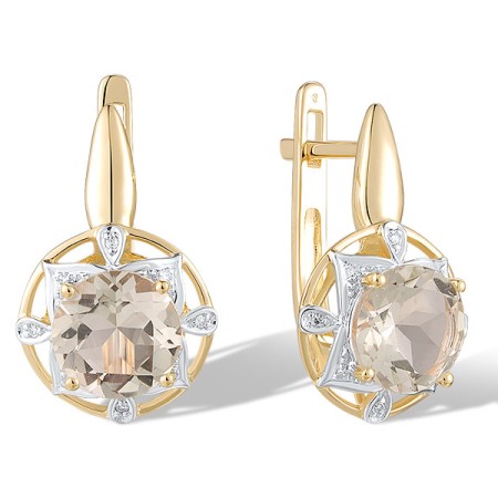 14KYW Earrings Diamond,Prasiolite (Green Amethyst) (E314164GAM14KYW)