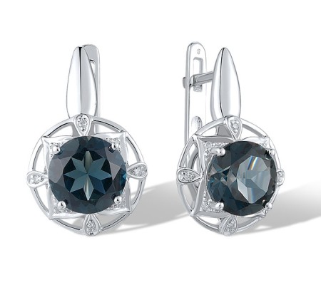 14KW Earrings Diamond,London Blue Topaz (E314164LDB14KW)