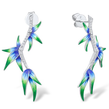 Sterling Silver Earrings Enamel,White Cubic Zirconia (E314304ENASL925)