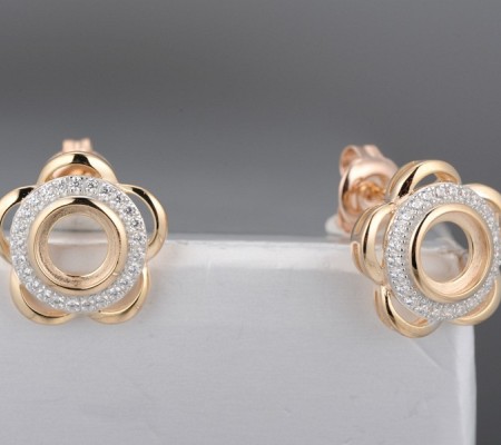 Sterling Silver w/ IONIC ROSE PLATING Earrings White Cubic Zirconia (E314324XWCZSQ925)