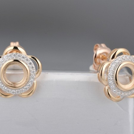 Sterling Silver w/ IONIC ROSE PLATING Earrings White Cubic Zirconia (E314324XWCZSQ925)