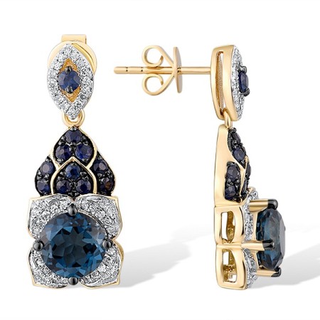 14KYWB Earrings Blue Sapphire,Diamond,London Blue Topaz (E314444LBS14KYWB)