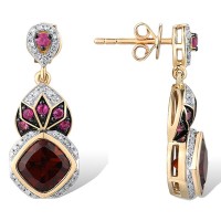 14KYWB Earrings Diamond,Rhodolite Garnet,Ruby (E314448RHR14KYWB)