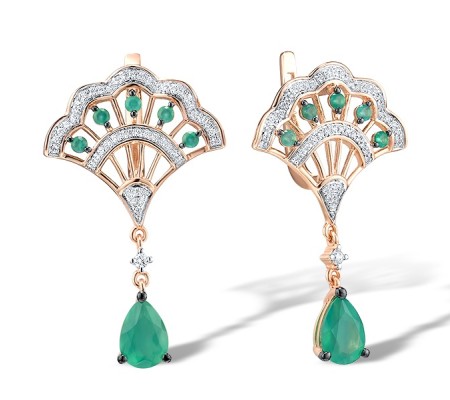 14KRWB Earrings Diamond,Emerald (E314927AEMR14KRWB)