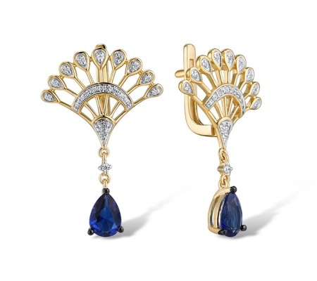 14KYWB Earrings Blue Sapphire,Diamond (E315020SAP14KYWB)