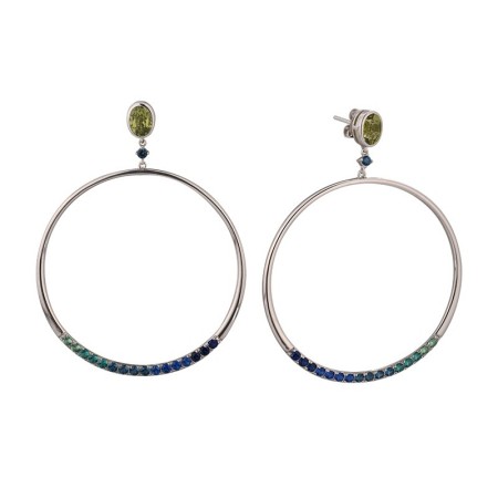 Sterling Silver Earrings Blue Spinel,Green Spinel (E315044BGZGSL925)