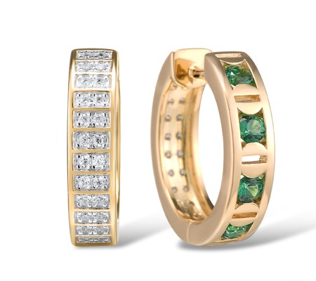 Sterling Silver w/ IONIC YELLOW PLATING Earrings Green Spinel,White Cubic Zirconia (E315094SGSZSP925)