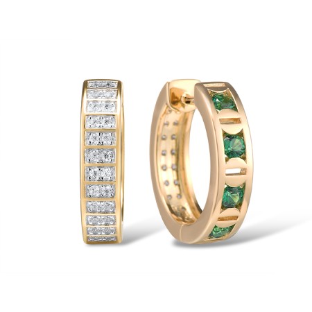 Sterling Silver w/ IONIC YELLOW PLATING Earrings Green Spinel,White Cubic Zirconia (E315094SGSZSP925)