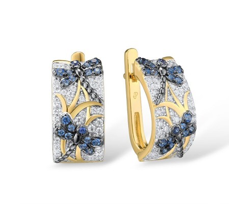 Sterling Silver w/ Yellow Black White Plating Earrings Blue Nano Cubic Zirconia,Blue Spinel,White Cubic Zirconia (E315136BNBZSZ925)
