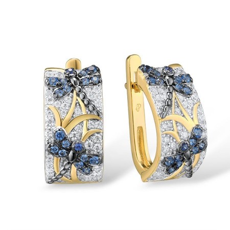 Sterling Silver w/ Yellow Black White Plating Earrings Blue Nano Cubic Zirconia,Blue Spinel,White Cubic Zirconia (E315136BNBZSZ925)