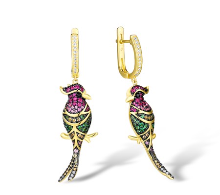 Sterling Silver w/ Yellow Black Plating Earrings Black spinel,Created Pink Sapphire,Created Ruby,Green Nano Cubic Zirconia (Per,Green Spinel,White Cubic Zirconia,Yellow Nano Cubic Zirconia (Ci (E315218MULSC925)