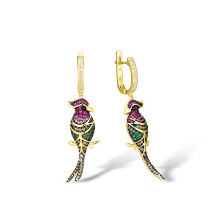 Sterling Silver w/ Yellow Black Plating Earrings Black spinel,Created Pink Sapphire,Created Ruby,Green Nano Cubic Zirconia (Per,Green Spinel,White Cubic Zirconia,Yellow Nano Cubic Zirconia (Ci (E315218MULSC925)
