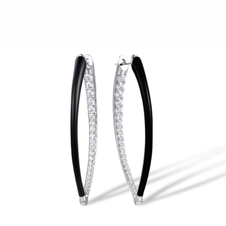 Sterling Silver Earrings Enamel,White Cubic Zirconia (E315290ENA1SL925)